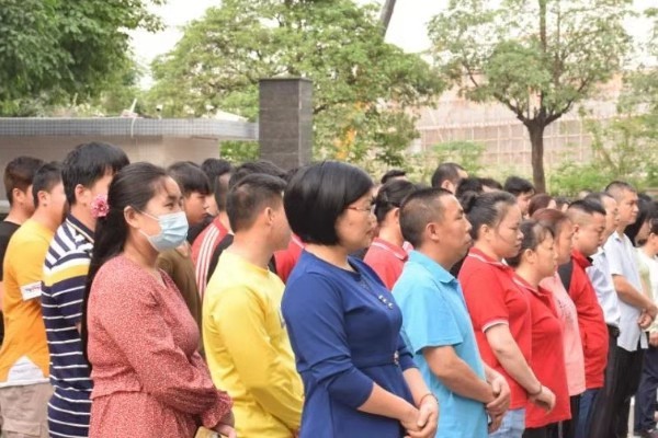 四月也要元氣滿滿！萬昌公司昨日召開全體動員晨會